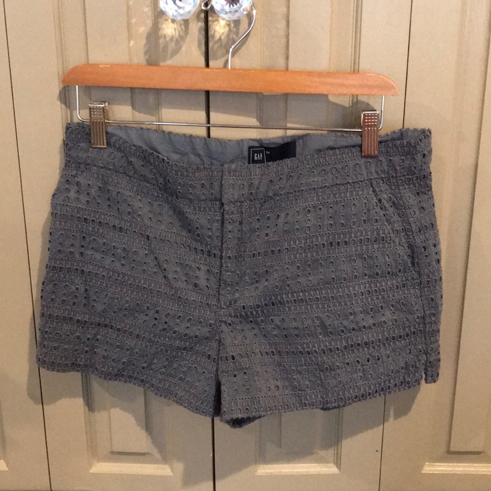 Grey Eyelet Shorts
